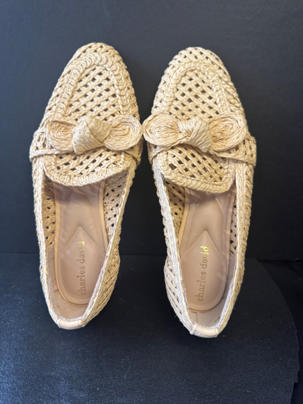 Charles David NWOB Raffia Woven Loafer Flats Knot Natural Tan Size 6 - Picture 8 of 14